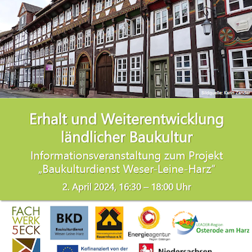 Info-Veranstaltung zum Baukulturdienst Weser-Leine-Harz
